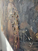 Side angle showing the textured beadwork standing out from the canvas on the Queen Tsandzile painting
