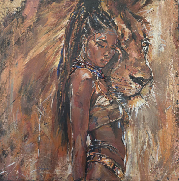 lion face painting, african queen Amina, black history month art, african art traditional
