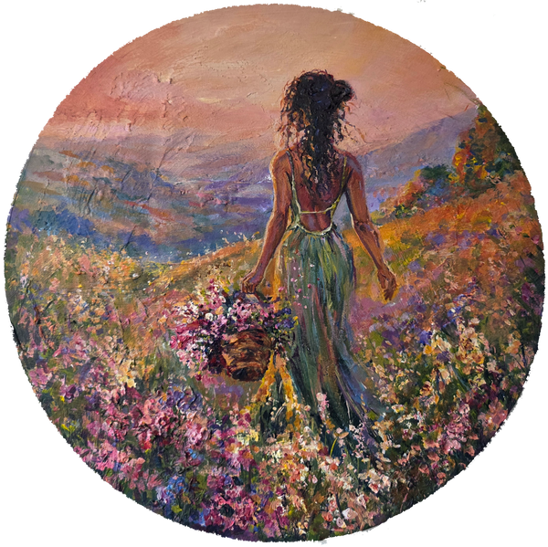 Where She Becomes – original floral figurative painting, textured wall art by Jedidah Chick