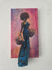 African fabric art, African artwork, mini art of a rural African woman