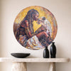Jedidah Chick painting of Queen Ranvavalonna II of Merina aka Madagascar.    The painting is hung above a cream shelf with black ornaments.