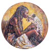 Jedidah Chick painting of Queen Ranvavalonna II of Merina aka Madagascar.    She is in tribal attire holding a cheetah, with warm colors and detailed textures.
