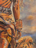 Close-up of metallic gold bangles hand-finished on the Queen Nzinga print