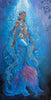 Mermaid art, underwater painting, African Queen Mwana Kupona of Kenya., textured art, African artwork.