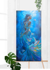 Mermaid art underwater painting, African Queen Mwana Tau of Kenya, textured art, African artwork on an easel.
