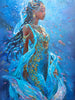 Mermaid art, underwater painting, African Queen Rasi ya Mwana of Kenya, textured art, African artwork  