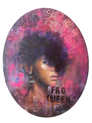 A graffiti style portrait of a black woman